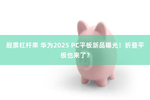 股票杠杆率 华为2025 PC平板新品曝光！折叠平板也来了？